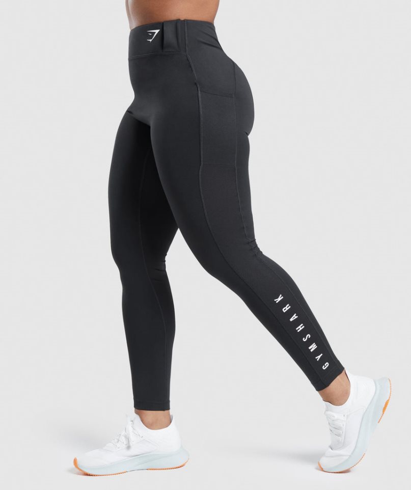 Legginsy Gymshark Sportowe Damskie Czarne | PL 236KAD